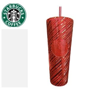 Starbucks NWOT 2024 Red Swirl 24 ounce Cold Cup Tumbler